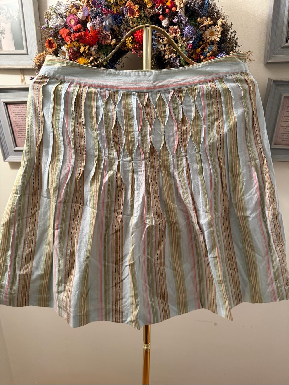 Talbots Striped Pastel Pleated Women’s Skirt - Pink, Green, Cream